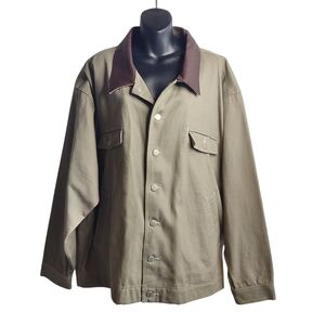 Heart Moon Star Man's Jacket Dark Beidg Button Up Lined Size XXL